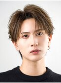 ツーブロックナチュラルダウンパーマシースルーマッシュ