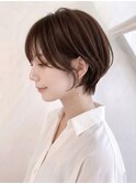 夏カラー◎ナチュラルショート暗めくびれカット