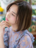 カバーヘア ブリス 上尾西口店(COVER HAIR bliss)&nbsp;★かきあげバング外国人風ヘーゼルベージュ前下がりミニボブ★8