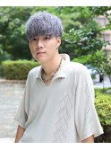 ツイストスパイラルパーマアッシュブルー☆ツーブロックマッシュ