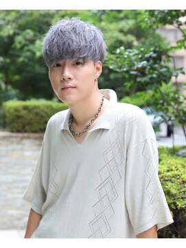 メンズフィール 南森町(MENS FEEL) ツイストスパイラルパーマアッシュブルー☆ツーブロックマッシュ