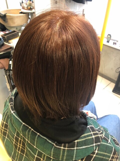 大人艶髪シンプルショートオレンジ暖色カラーナチュラル20代30代
