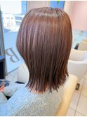 イメチェン 美髪ベージュ系レイヤーボブ