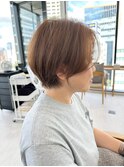 丸顔/ミニウルフ/チェリーブラウン/ショートボブ