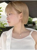 切りっぱなしボブ 似合わせカット ベージュカラー ショートA0807