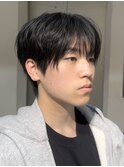 黒髪ラウンドマッシュニュアンスパーマワックスなしダウンパーマ