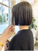 丸顔面長ベース型似合うボブ黒髪シースルーバング梅ヶ丘美容室