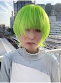 #グリーンカラー#蛍光カラー#ペールグリーン#マッシュウルフ