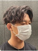 波巻きスパイラルパーマセンターパート波巻きパーマツーブロック