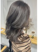 【hoNua.】赤み除去グレージュ 透明感カラー くびれミディアム