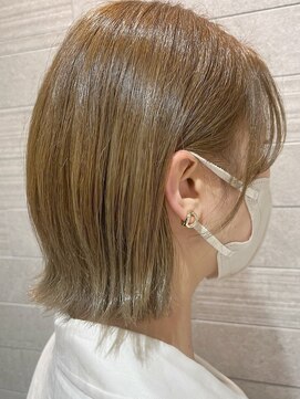 イメージア 綱島店(IMAGE A) 切りっぱなしボブ × ベージュカラー@30代40代50代60代