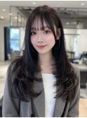韓国ヘア レイヤーカット シースルーバング ワンカールヘア