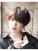 大人可愛い20代30代40代黒髪前下がりショートボブ丸みショート◎
