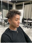 ホワイトメッシュジェット短髪刈り上げツーブロック