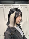 インナーカラー/ホワイトブロンド/抜きっぱなし/外ハネボブ