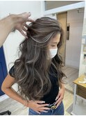 小顔へア アッシュカラーグレージュハイライトカラー◎