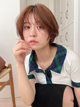 ガーデンヨコハマ(GARDEN YOKOHAMA) ショート　ワンカールパーマ　夏　アプリコットオレンジ