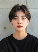 ハンサムショートベリーショート前髪イメチェンセンターパート