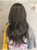 地毛にハイライトでグレージュカラー！福岡ハイライト