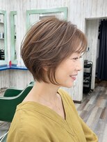 ルートヘア 辻堂店&nbsp;40代50代大人ショートボブ丸みレイヤー明るい白髪染め小顔艶