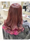 インナーカラー/モーブピンク/段カット◎20代30代