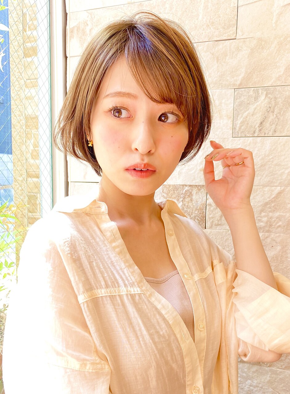 再入荷！2点のみ⭐️人毛100% アプリコットブラウン ショートボブ ナチュフィット人毛100% ショート/ボブ/ミディ フルウィッグ｜リネ