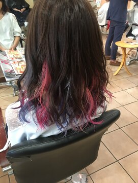 リー 甲子園(Lee) ピンク×ブルー×パープルのミックスインナーカラー