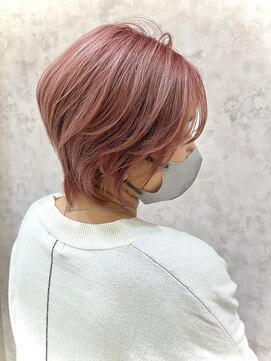 ラボヌールヘアー オリビエ 北千住店(La Bonheur hair Olivier) ショートボブ×ピンクベージュ☆