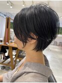 ★前下がりショートボブハンサムショートカットカラーパーマケア