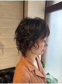 ショートウルフ風パーマ