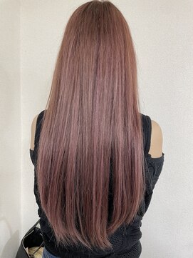 アンク クロス 関内店 エクステつけたままカラーピンクベージュ