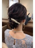 トップ サイド ゆるめ 編み込み シニヨン ヘアアレンジ