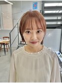 イメチェン小顔前髪外ハネボブ大人可愛いピンクベージュ