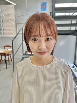 ヘアー アイス 御器所本店(HAIR ICI) イメチェン小顔前髪外ハネボブ大人可愛いピンクベージュ