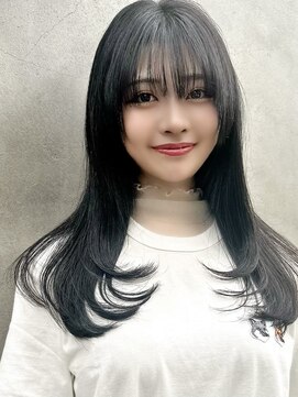 ロンドネートゥル 新潟(Lond naitre) 新潟／万代　　橋本環奈風暗髪グレー顔まわりレイヤー