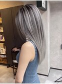 バレイヤージュ、ハイライト、グレージュ、レイヤーカット