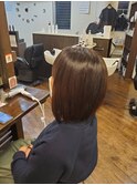 ブリーチなしカラーグレージュハイライトアッシュグレー小顔ボブ