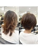 30代40代50代絶壁解消前髪あり小顔前下がりショートボブ
