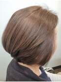 ブリーチなしカラー小顔大人可愛いナチュラルブラウン