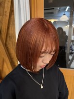 マニア(mania.)&nbsp;オレンジブラウン秋カラー暖色ベージュミニボブアプリコット