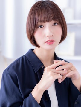 透けバングバーガンディ小顔ミニボブレイヤーa越谷20代30代40代