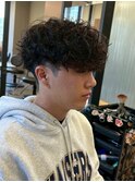 スペインカール ハイライトカラー　メンズカット　メンズパーマ