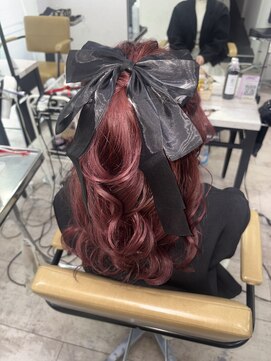 アジールヘア 所沢プロペ通り店(agir hair) ハーフアップ セット コテ巻き