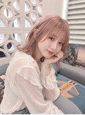 ピンクベージュ×ミディアムレイヤー