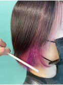 ピンク、紫、ラベンダーのインナーカラー◎
