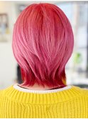 20代30代40代大人可愛い小顔ショート立体感レッドオレンジ