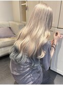 10366ブロンドホワイトアッシュウルフレイヤーロングワンカール