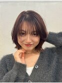 ホワイトグレージュ/ミニウルフ/デジタルパーマチェリーブラウン