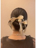 カチモリヘア大人ガーリーヘアセットリボンパーティーヘアセット