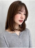 艶感美髪前髪結べるボブ薄めバングミディアムレイヤーカット